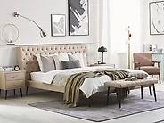 Säng med lamellram Konstläder ESSONNE 160 x 200 cm Beige_1177700