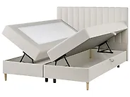 Divan Bed with Storage OFFICER Fabric Off-White 160 x 200 cm (EU King Size)_1188158