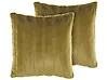Set med 2 prydnadskuddar PUMILA 45 x 45 cm Fuskpäls Olivgrön Randigt