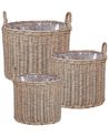 Set of 3 Wicker Planters PENDULA 33/37/45 cm PE Rattan Natural
