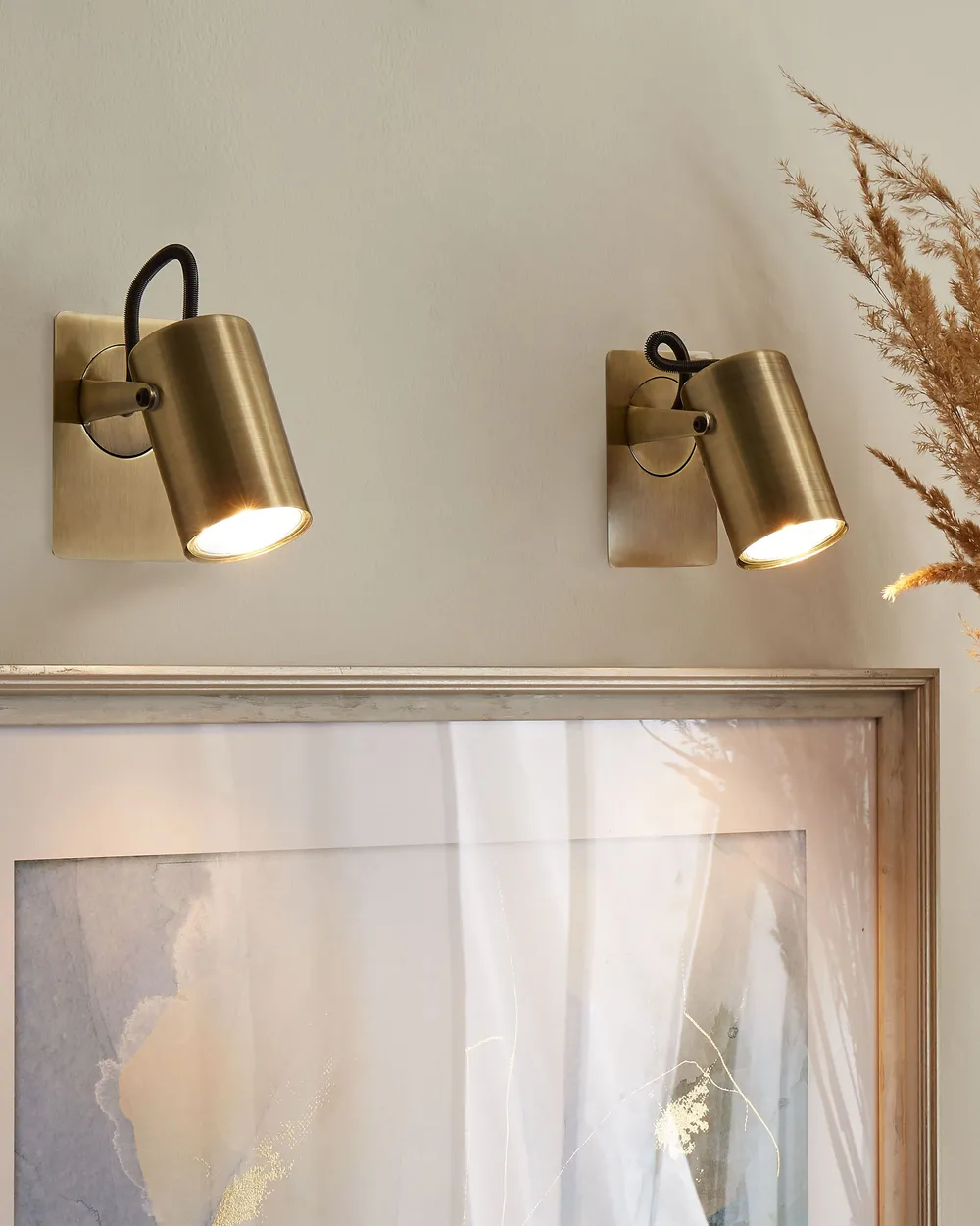 Set of 2 Spotlight Lamps KLIP Adjustable Metal Brass