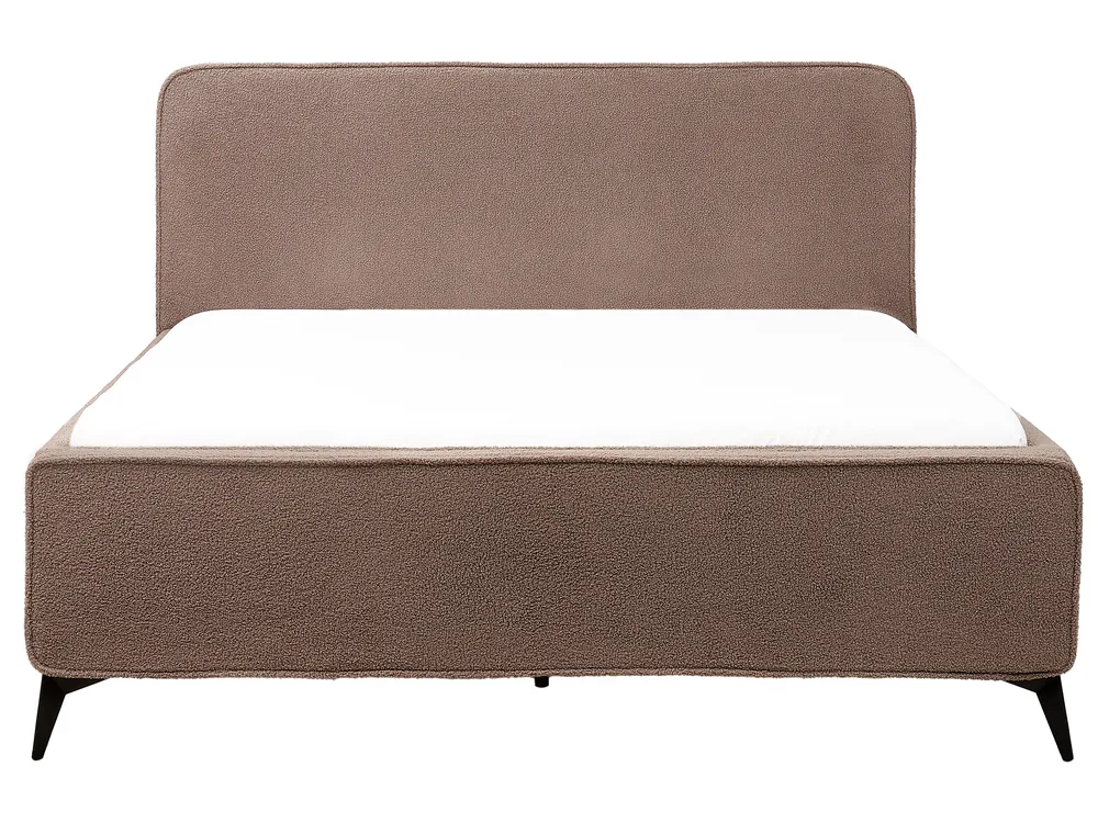 Bed Boucle VALOGNES 160 x 200 cm (EU King Size) Brown_937189