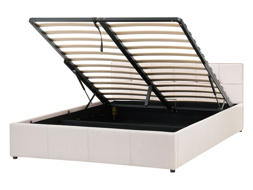 Ottoman Bed LAURESSES Fabric Light Beige 140 x 200 cm (EU Double)