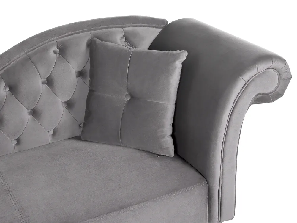Right-Hand Chaise Longue LATTES Velvet Grey_738725