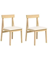 Set of 2 Dining Chairs ISLE Wood Light Brown/ Beige_1006377
