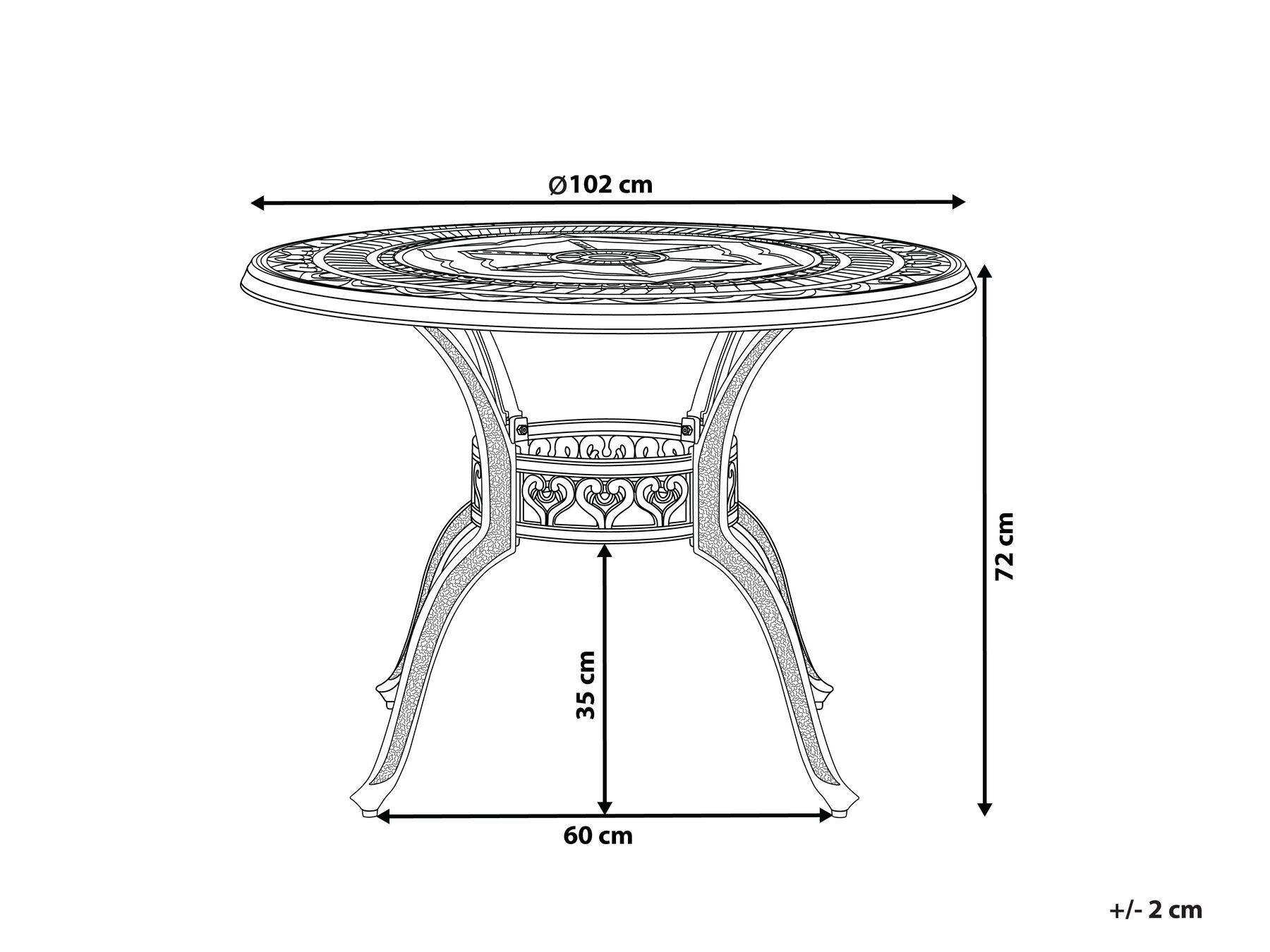 Garden Dining Table SALENTO 102 cm 102 cm Metal Dark Brown_765558