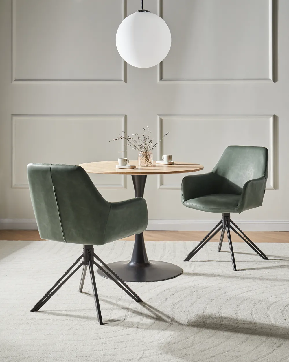 Set of 2 Dining Chairs SANSARC Faux Leather Dark Green