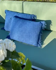 Set of 2 Decorative Cushions MABA 50 x 35 cm Cotton Navy Blue Solid_976535