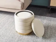 Set med 2 förvaringspuffar GARLAND Sammet Ljusbeige_928617