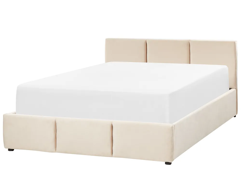 Säng med förvaring BOUSSE Sammet Ljusbeige 140 x 200 cm_862614