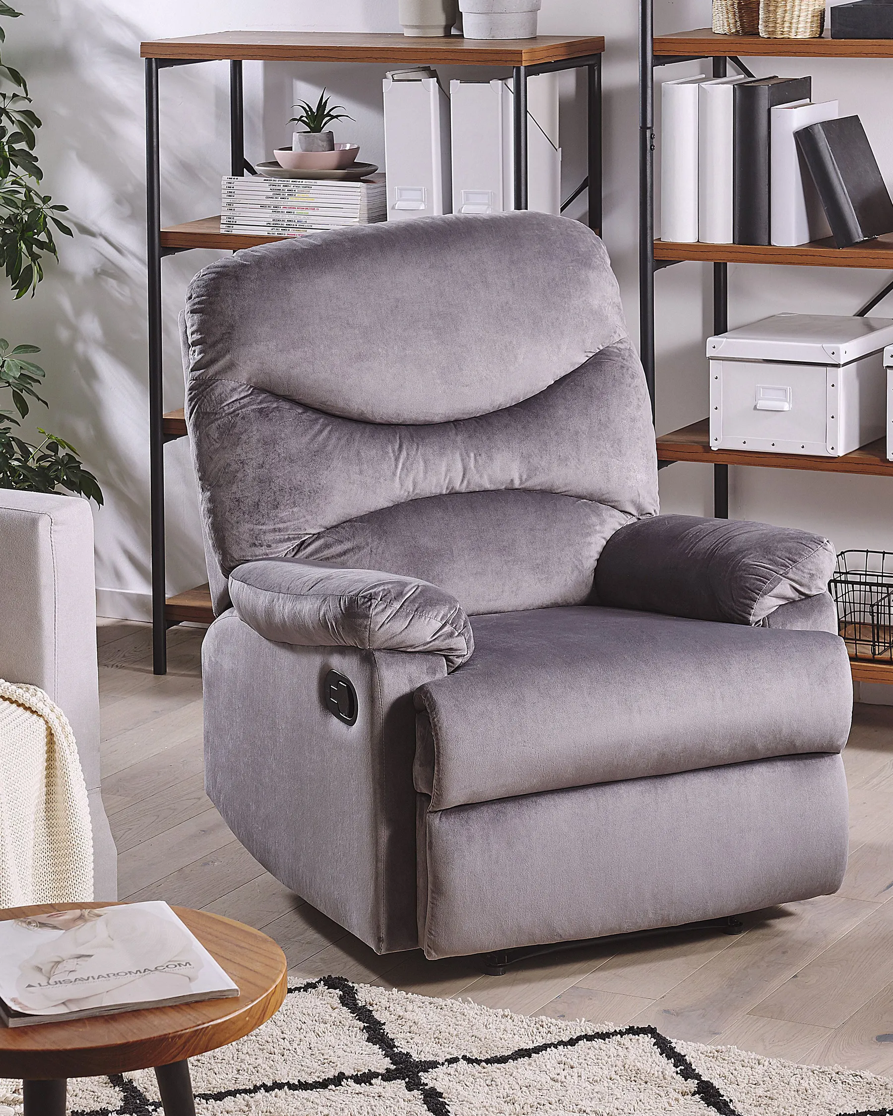 Recliner Chair ESLOV with Footrest Velvet Grey_779788