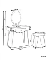 Sminkbord med spegel och pall CAEN LED Vit_844970