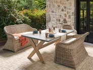 Garden Bench with Cushion SUSUA 141 cm with Ottoman Rattan Natural_959188