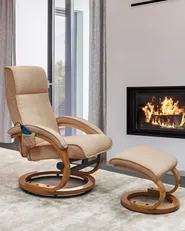 Massage Chair HERO with Footstool Fabric Beige_964749
