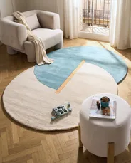 Rug AYUJ Beige/ Blue 160 x 230 cm Viscose_1059486