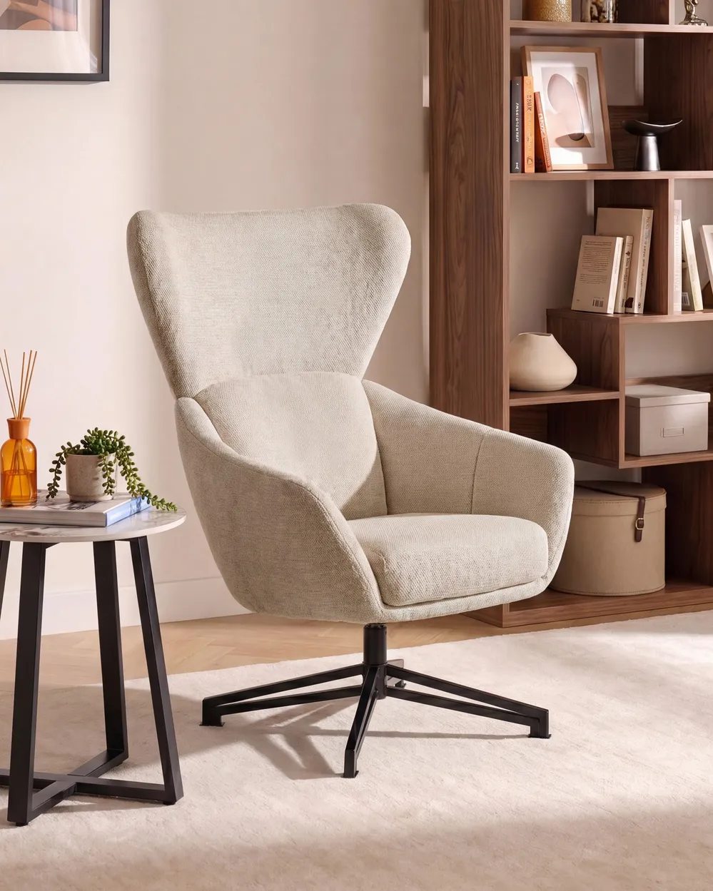 Swivel Armchair DALEN Fabric Light Beige