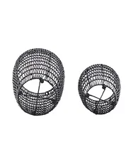 Set of 2 Plant Pots CHELONE 26/34 cm PE Rattan Black_914496