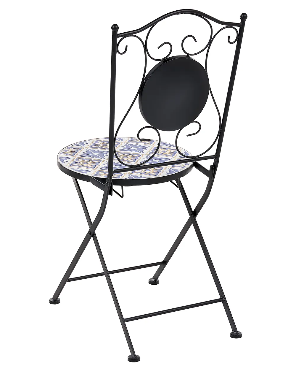 Set of 2 Garden Chairs SIPONTO Folding Metal White/ Blue_1155771