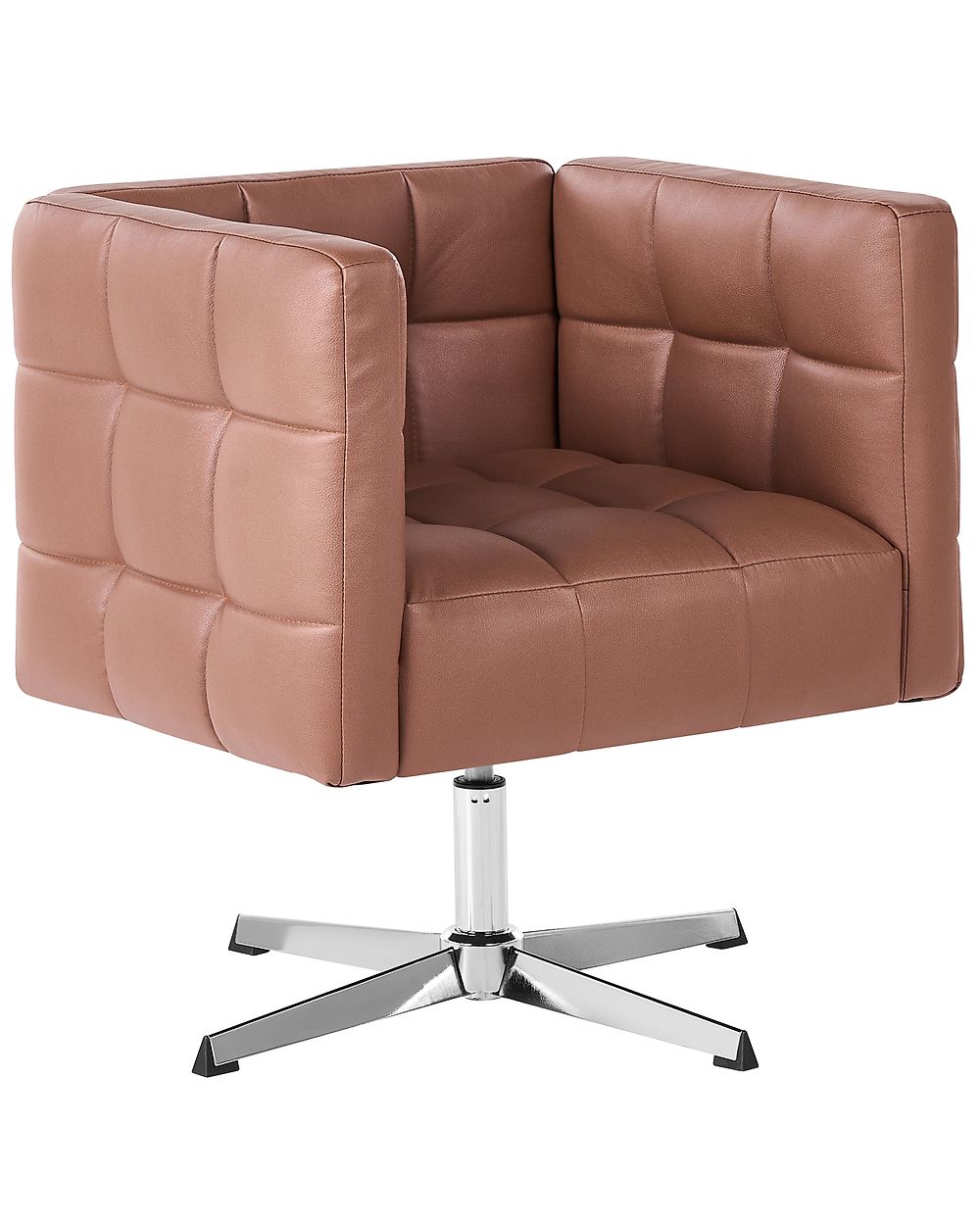 Swivel Armchair LEVANGER Faux Leather Brown