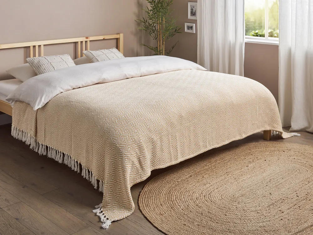 Cotton Bedspread Beige TOUTLI Various Sizes