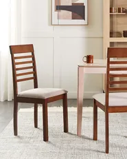 Set of 2 Dining Chairs ORTLEY Wood Dark Brown/ Taupe_926597