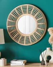 Wall Mirror HANUA 60 cm 60 cm Bamboo Natural_1079830