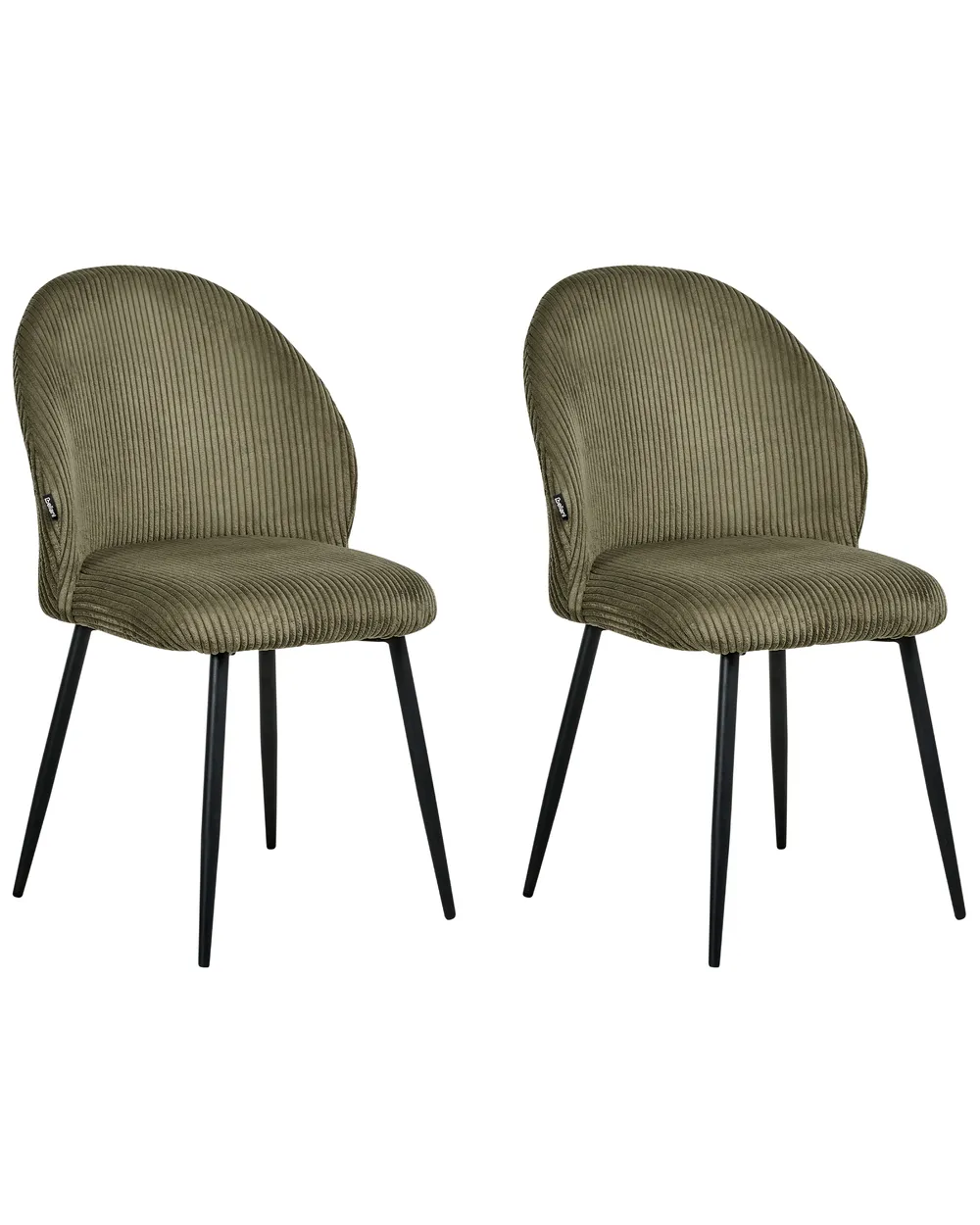 Set of 2 Dining Chairs ELOY Corduroy Dark Green_1006528