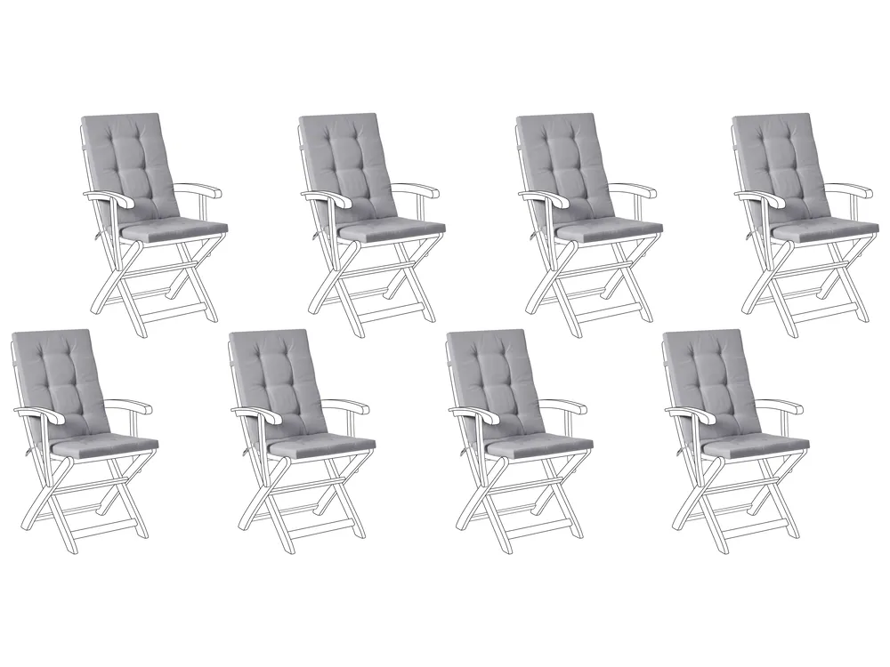 Set of 8 Back/Seat Cushions MAUI PREMIUM Light Grey