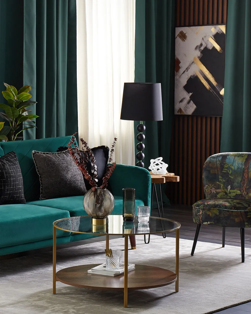Sofa Bed 3 Seater SENJA Velvet Emerald Green_845082