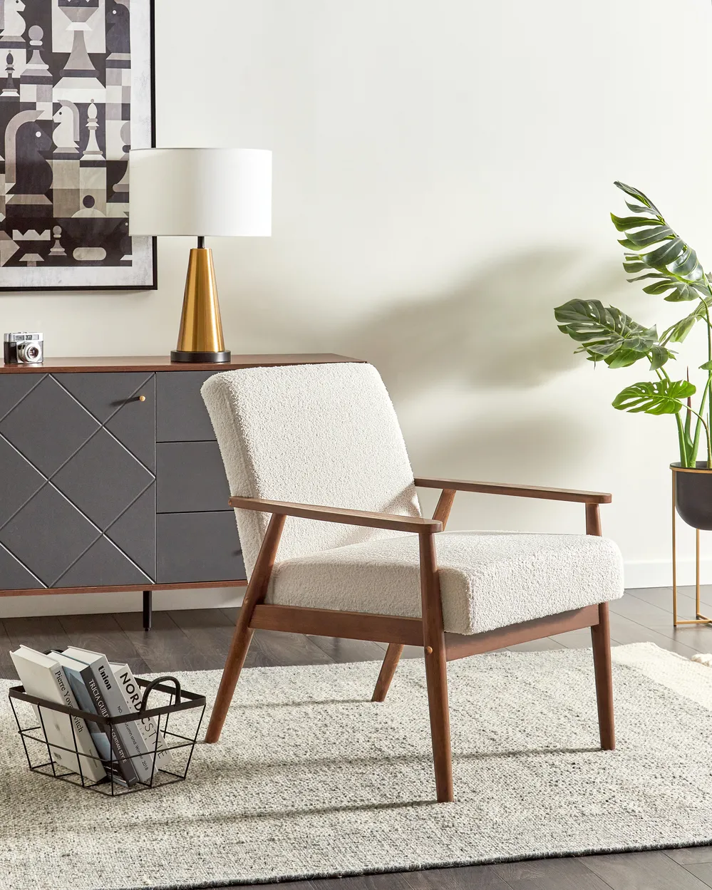 Armchair ESRUM Boucle Dark Brown/ White
