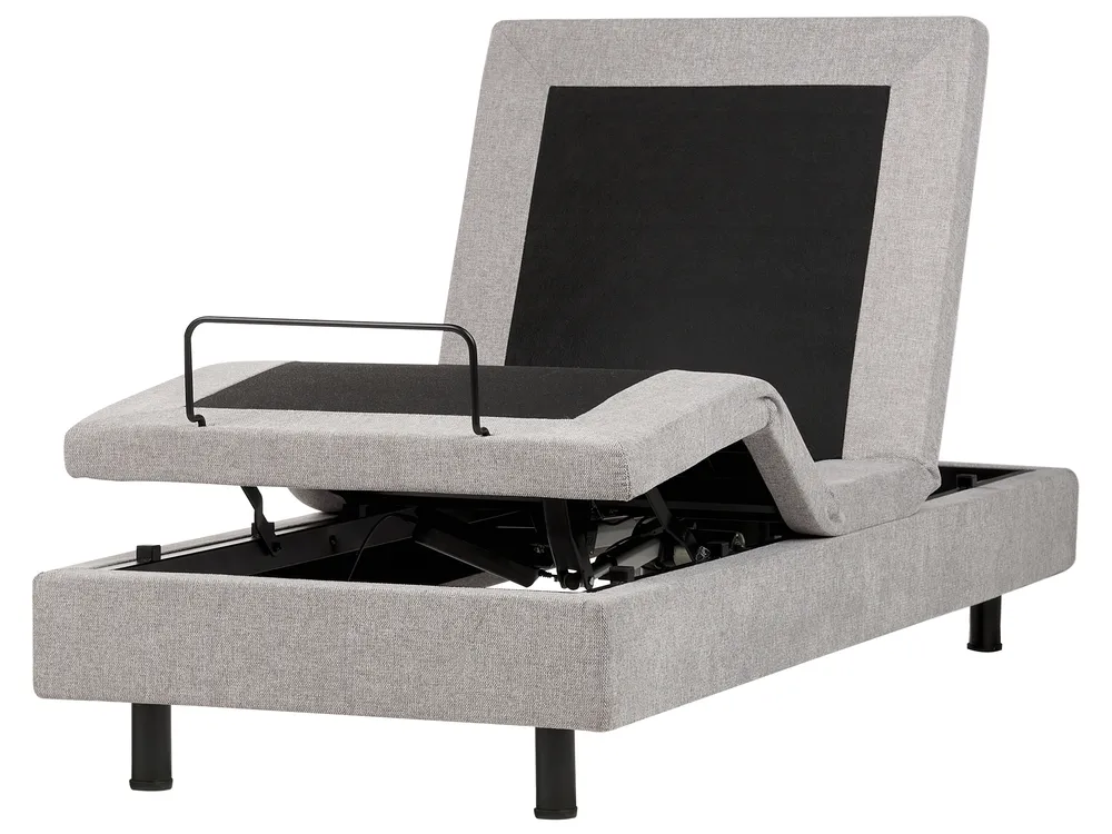 Adjustable Bed without Headboard Fabric DUKE II 90 x 200 cm (EU Single) Light Grey_973618