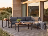 Garden Corner Sofa with Table 5 Seater MESSINA Metal Black Left Hand_769434