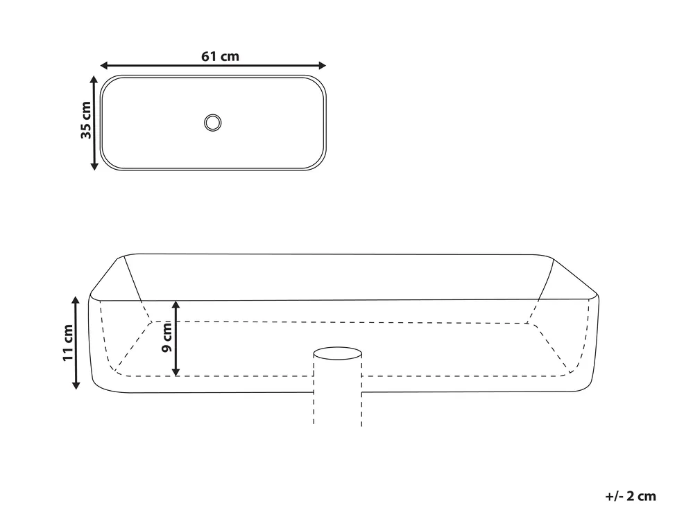Countertop Basin HOPI 610 x 350 mm Ceramic White Marble_922216