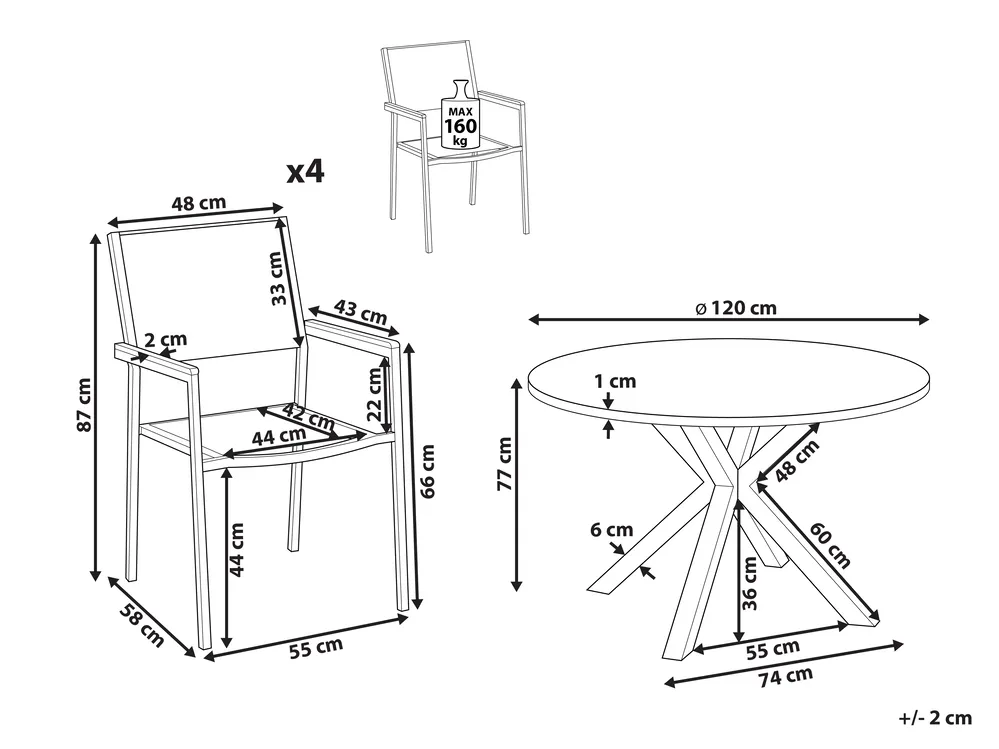 Garden Dining Set 4 Seater MALETTO/GROSSETO Stainless Steel Silver_956944