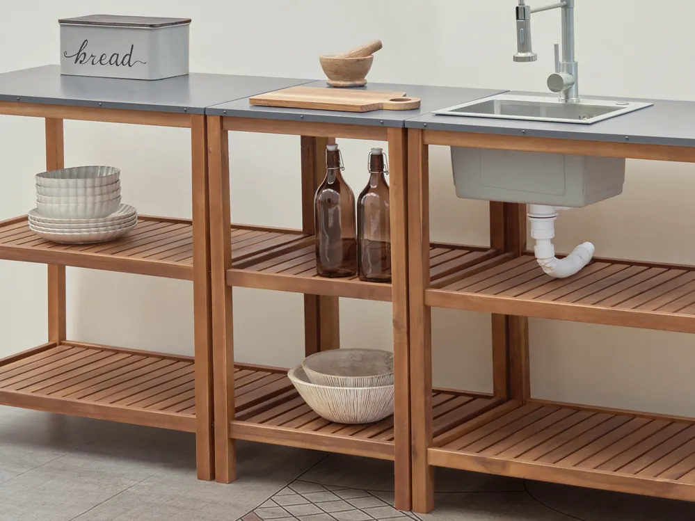 Outdoor Kitchen Island BRUCOLI Brown Acacia Wood