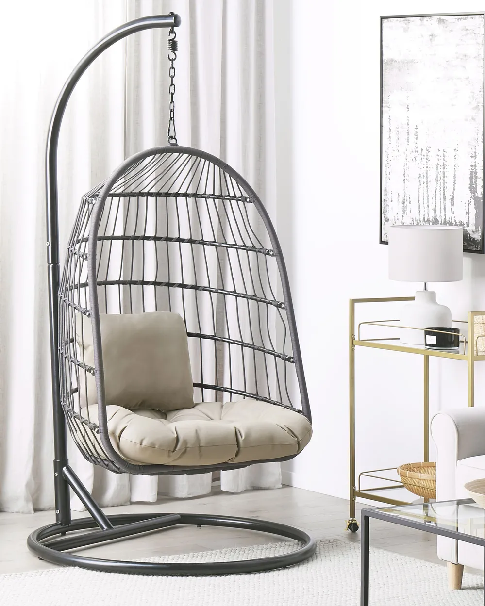 Hanging Chair with Stand ALLERA Metal Black