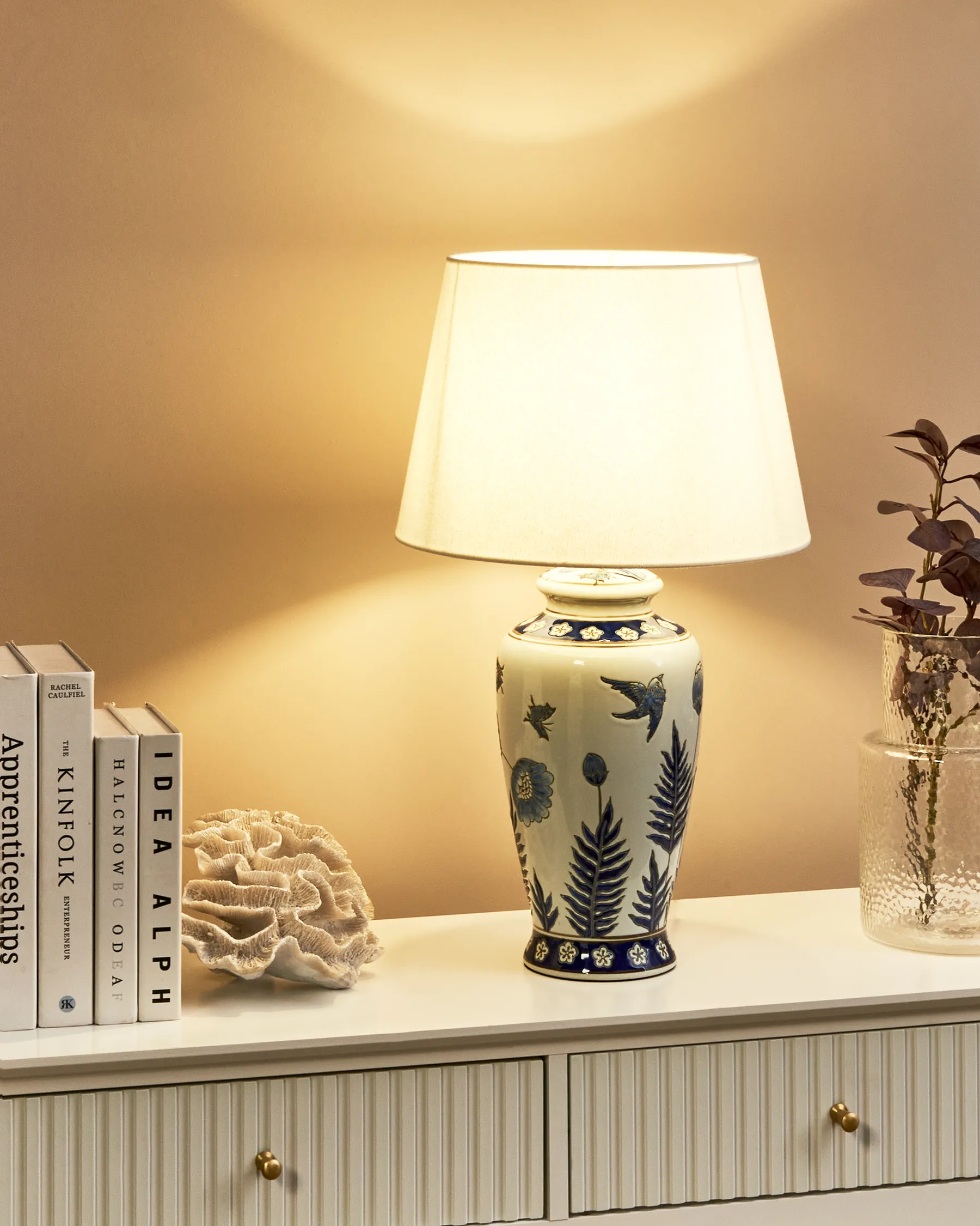 Table Lamp BIJELA Porcelain White/ Blue_980598