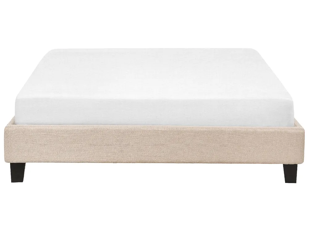 Bed without Headboard Fabric ROANNE 140 x 200 cm (EU Double) Beige_721519