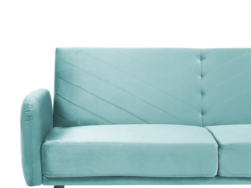 Bäddsoffa 3-sits SENJA Sammet Ljusblå_850541
