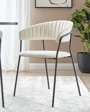 Set of 2 Dining Chairs MARIPOSA Velvet Off-White_871940