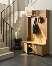 Shoe Storage with Coat Rack BUCHANAN Light Brown_1050262