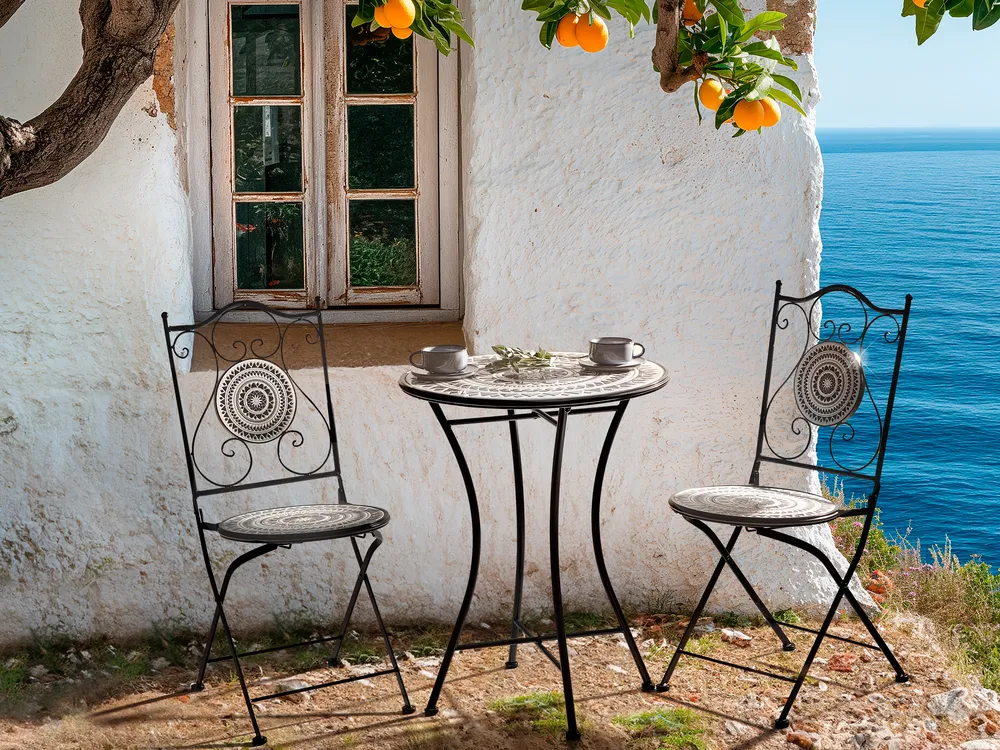 Bistro Table COMISO 60 cm 60 cm Metal Black/ White