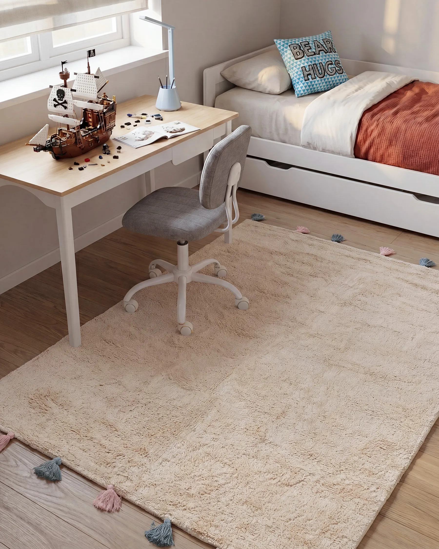 Kids Rug KODINHI  Beige 140 x 200 cm Cotton_1135275