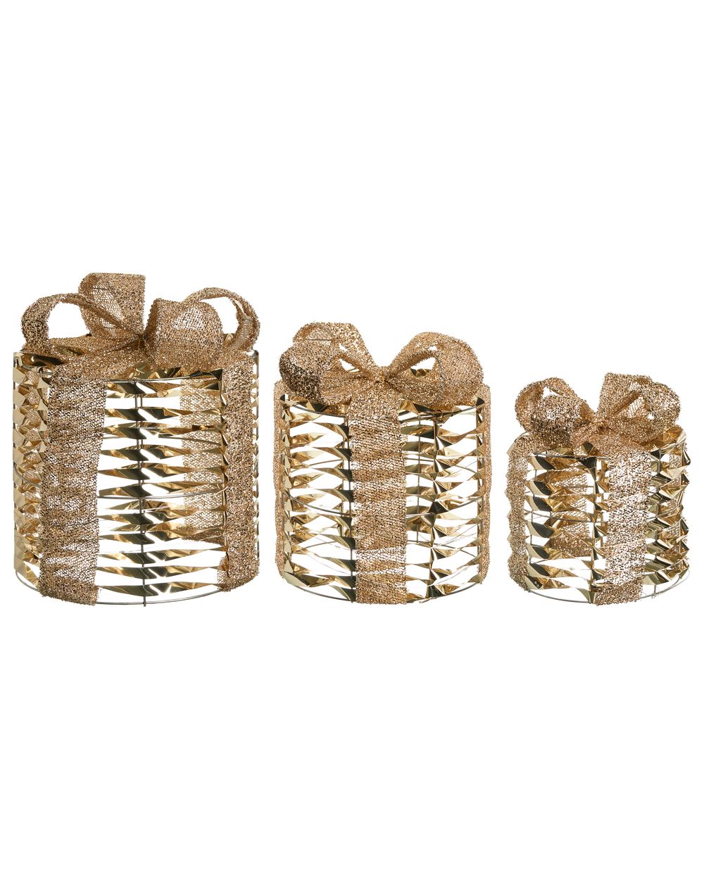 Set of 3 Christmas Decorations LED SLIVSO 20/25/30 cm Christmas Gifts Gold