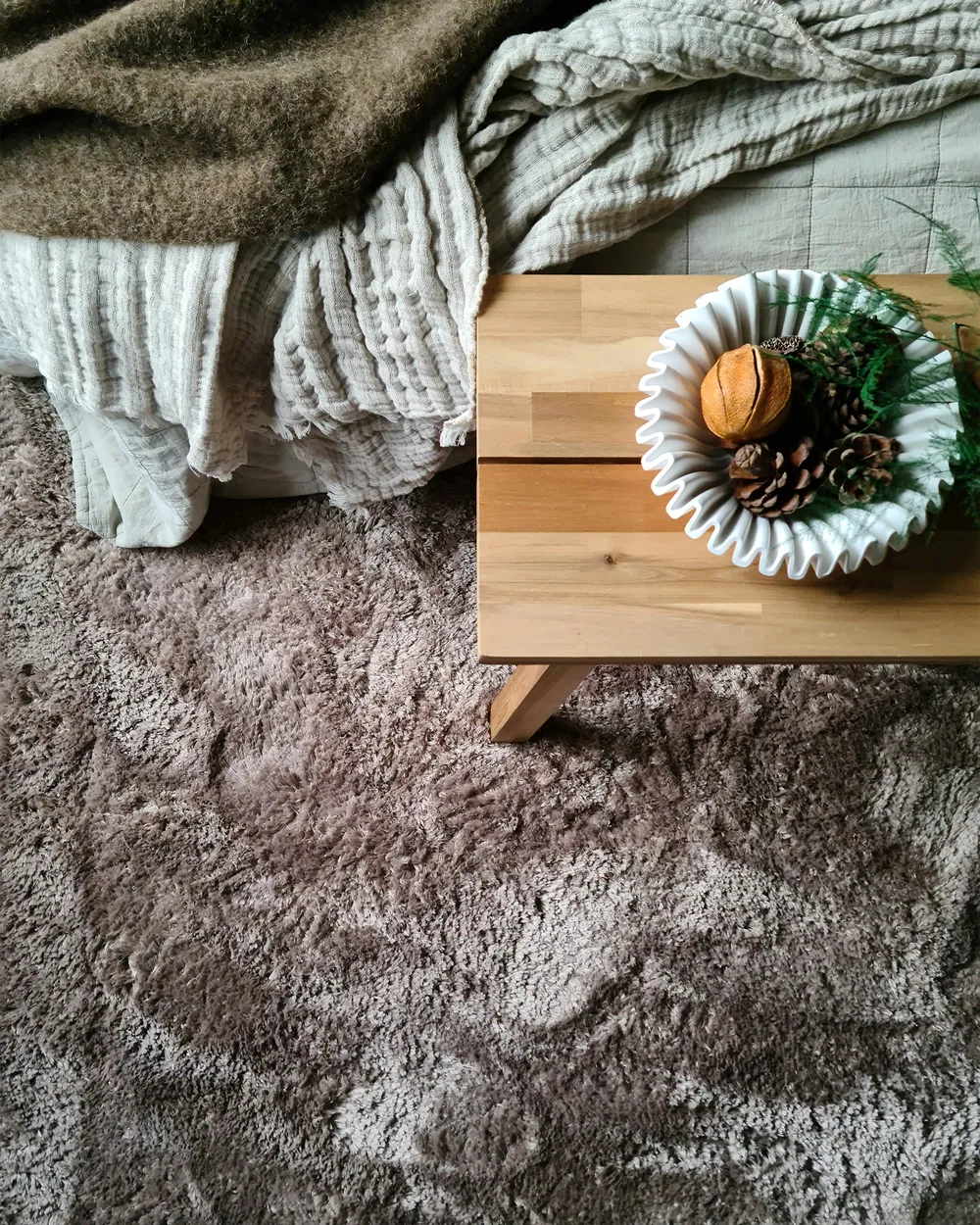 Shaggy Rug EVREN Light Brown 200 x 200 cm_977579