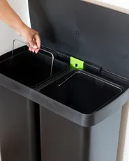 Double Pedal Waste Bin 60 L ECOSORT Metal Black_1012541