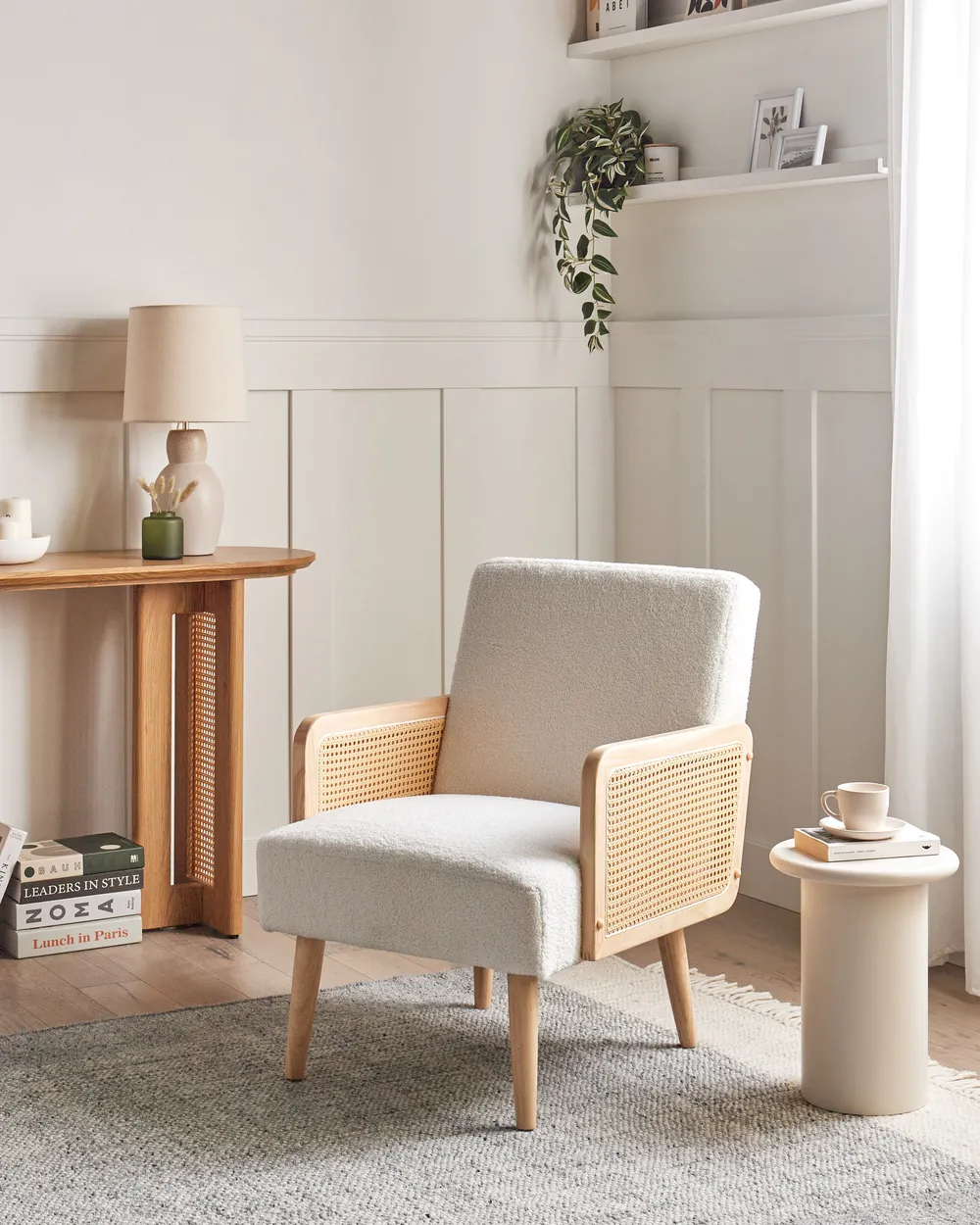 Armchair HOJBY Boucle Off-White