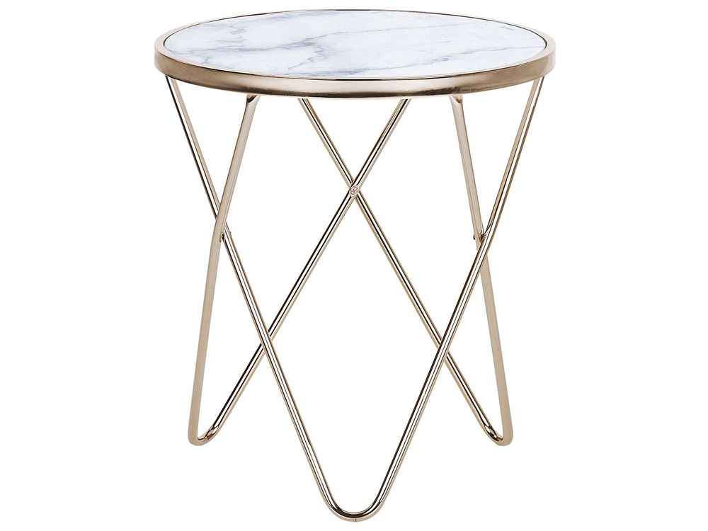 Sidebord MERIDIAN Herdet glass Marmor/gull