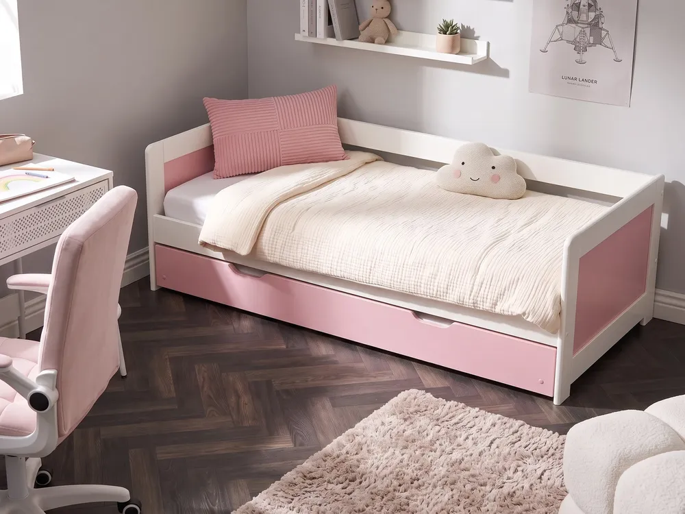 Utdragbar säng Furu GRAVELINES 90 x 200 cm Rosa_1148629