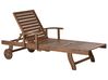 Sun Lounger AMANTEA Reclining Acacia Wood Dark Brown